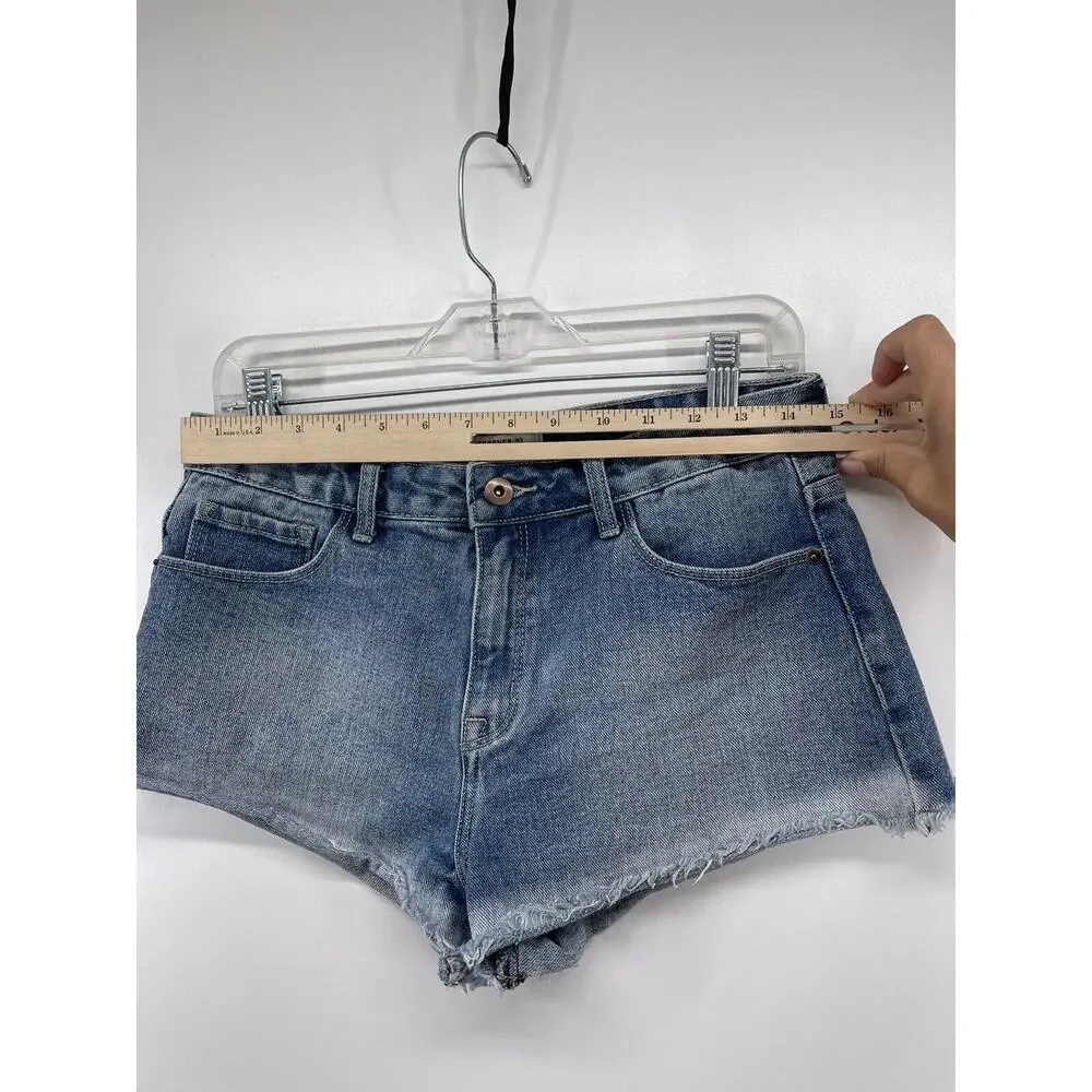 Forever 21 Jean Shorts Womens Sz 27 Cutoffs Blue Denim‎ Cotton Light Wash Frayed